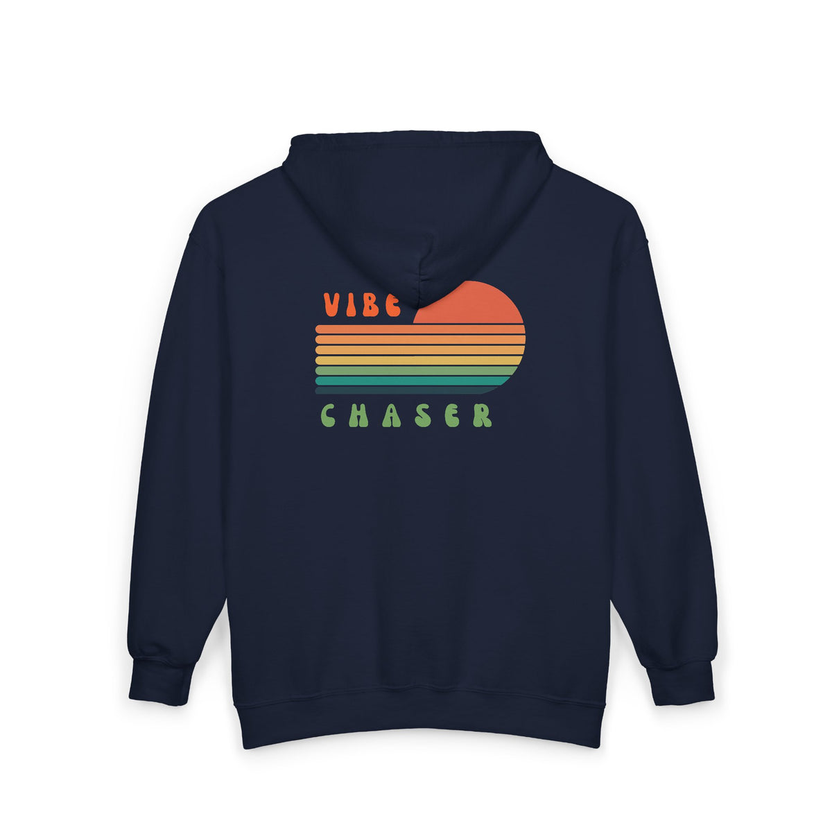 Vibe Chaser Zip Hoodie — Retro Sunset Stripe Full-Zip Sweatshirt