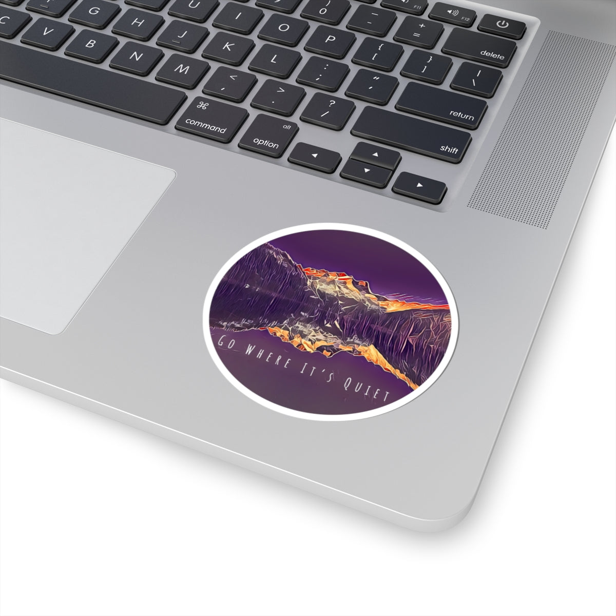 Lake Reflection Sticker — "Go Where It's Quiet" Scenic Outdoor sticker