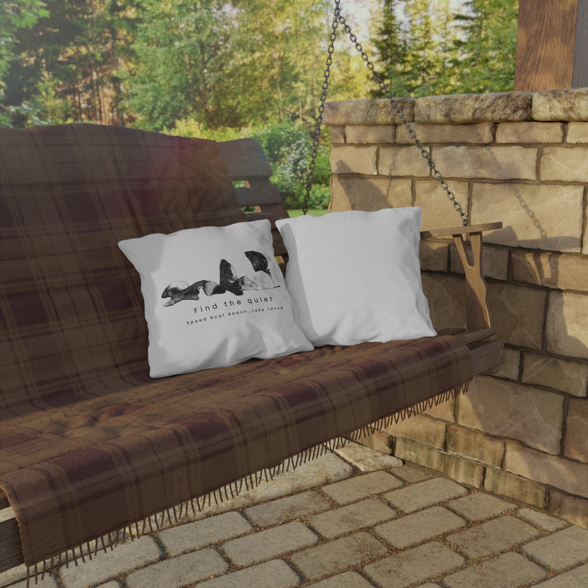 Find the Quiet Lake Pillow — Outdoor Decorative Pillow with Lake Tahoe Stones