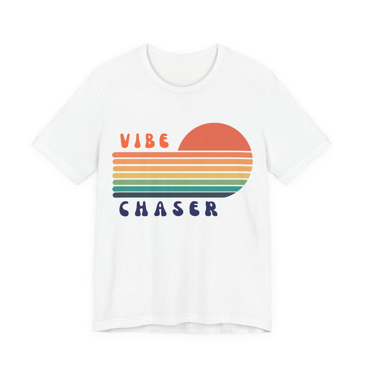 Vibe Chaser retro sunset T-Shirt | 70s stripes, vintage typography