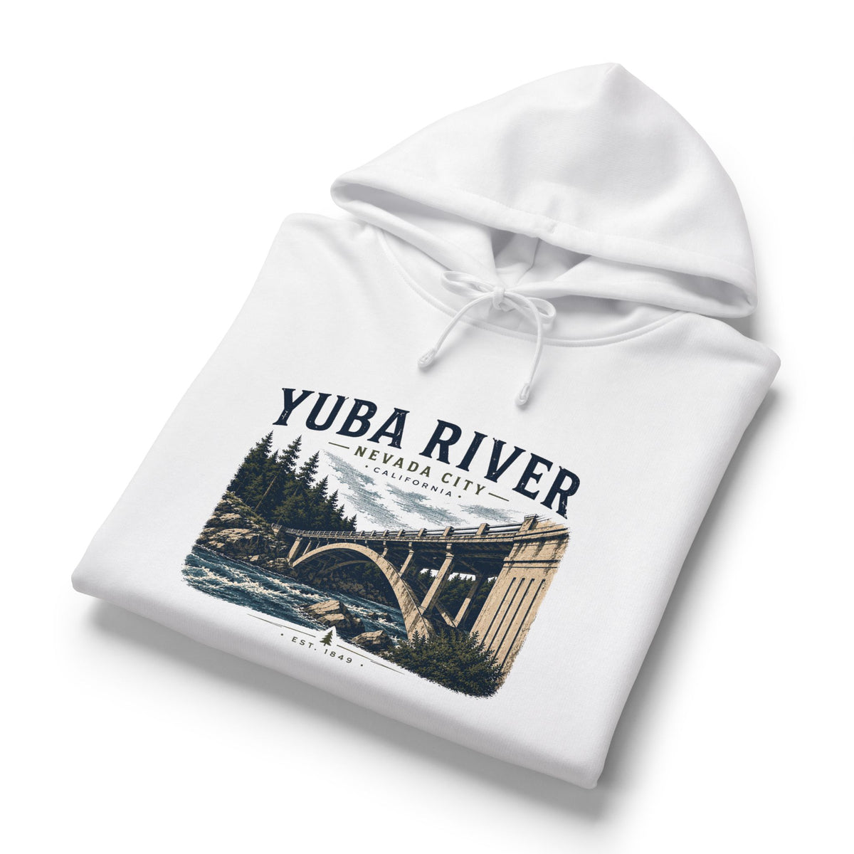 Yuba River Scenic Hoodie — Nevada City Bridge Graphic