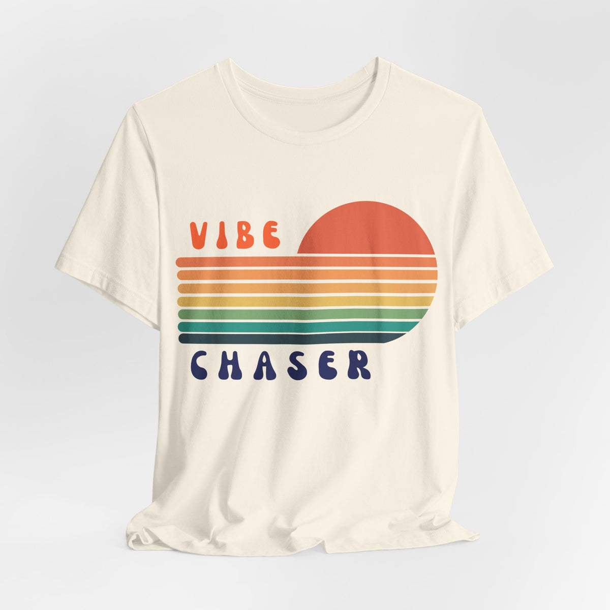 Vibe Chaser retro sunset T-Shirt | 70s stripes, vintage typography