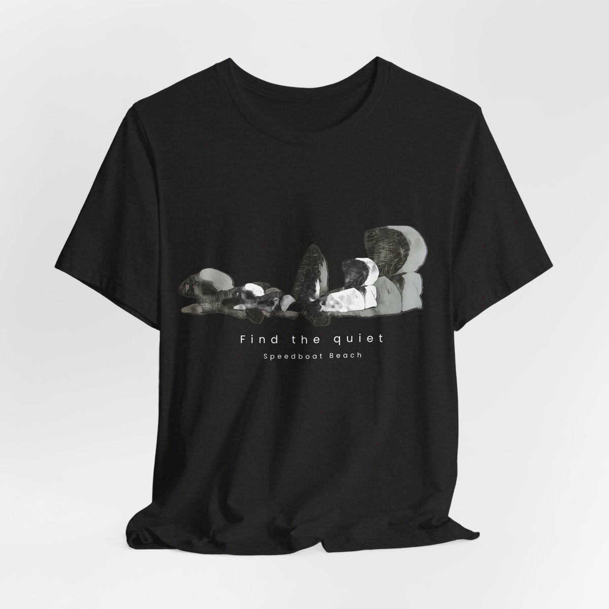 Abstract Wave Graphic Tee — Minimalist Monochrome Beach Vibe T-Shirt