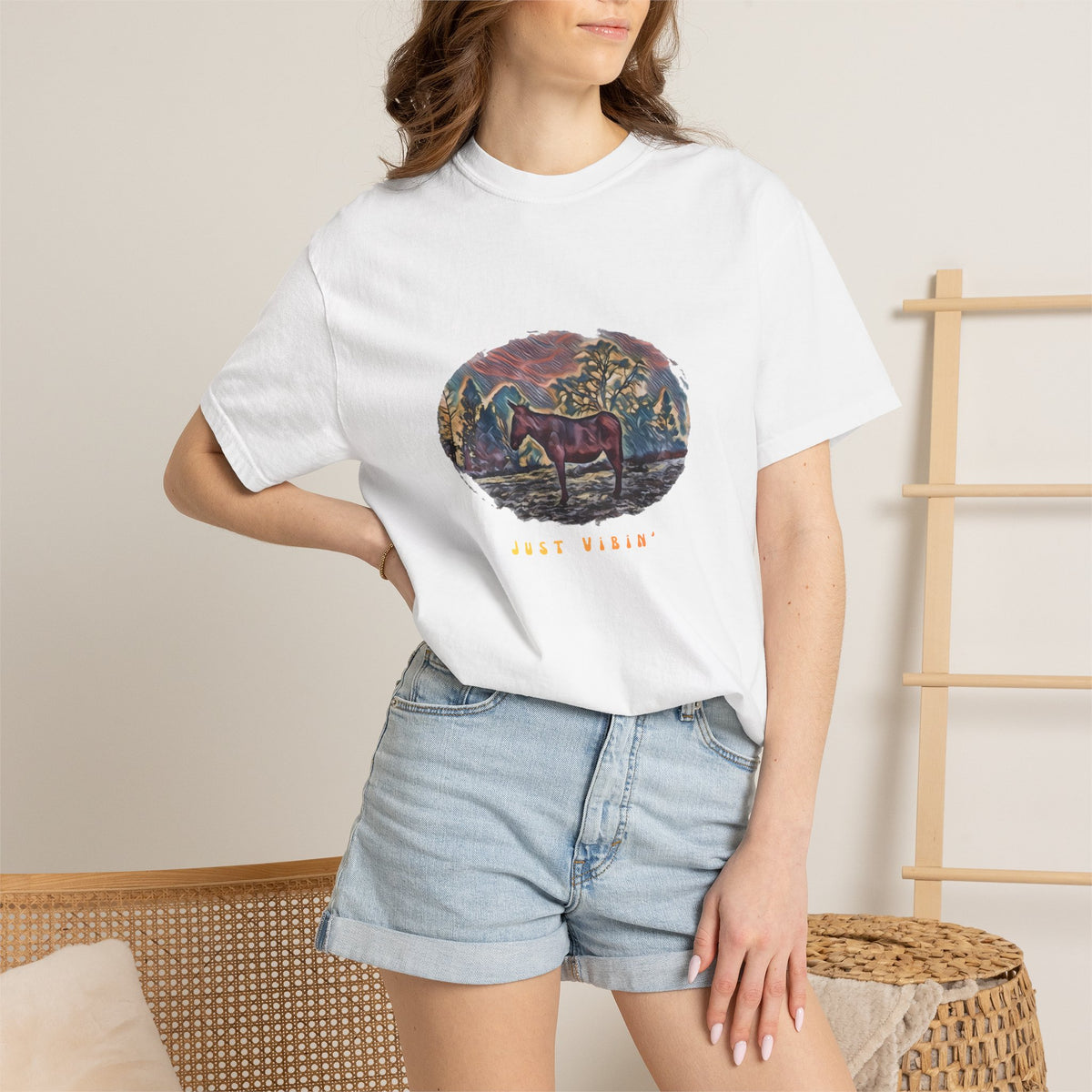 Just Vibin’ Donkey T-Shirt - 'Good Vibes' Garment-Dyed Tee