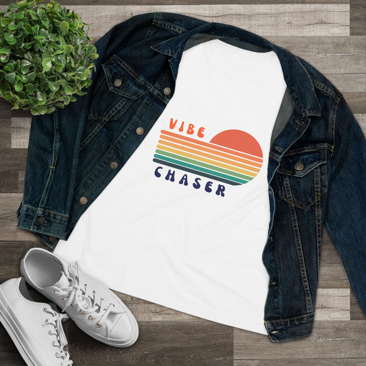 Retro Sunset Vibe Chaser Tee | Vintage Rainbow Stripes Shirt
