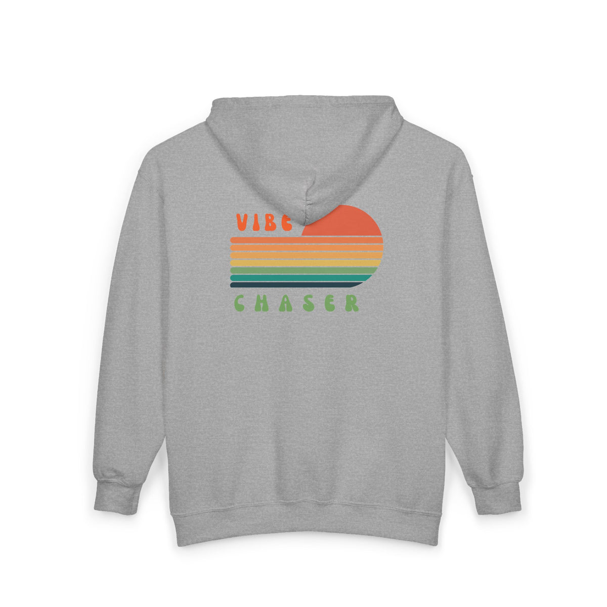 Vibe Chaser Zip Hoodie — Retro Sunset Stripe Full-Zip Sweatshirt