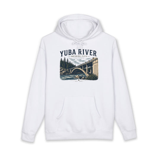 Yuba River Vintage Bridge Hoodie — Nevada City Scenic Outdoor Pullover