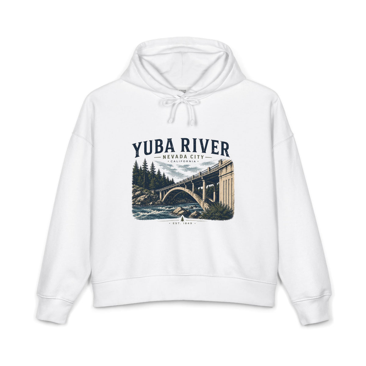 Yuba River Scenic Hoodie — Nevada City Bridge Graphic