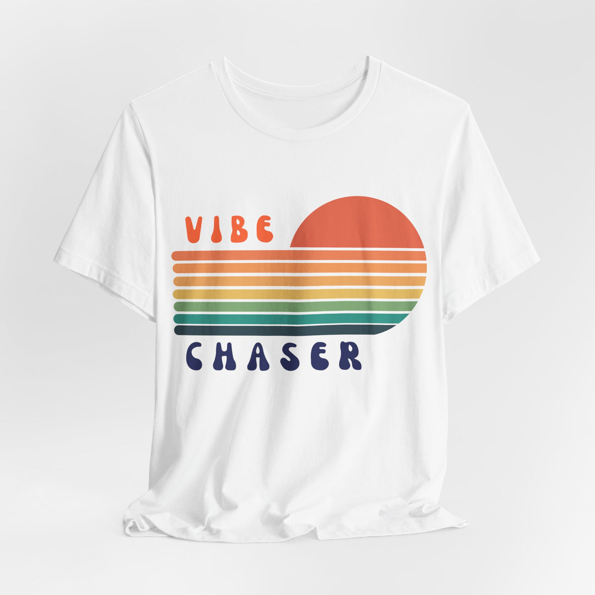 Vibe Chaser retro sunset T-Shirt | 70s stripes, vintage typography