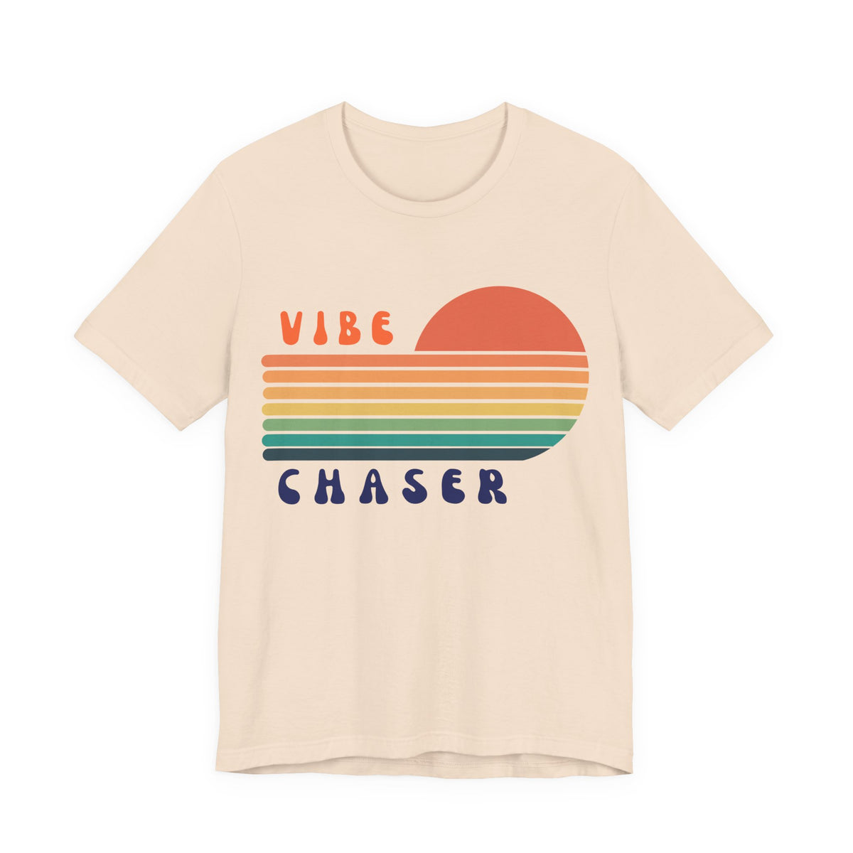 Vibe Chaser retro sunset T-Shirt | 70s stripes, vintage typography