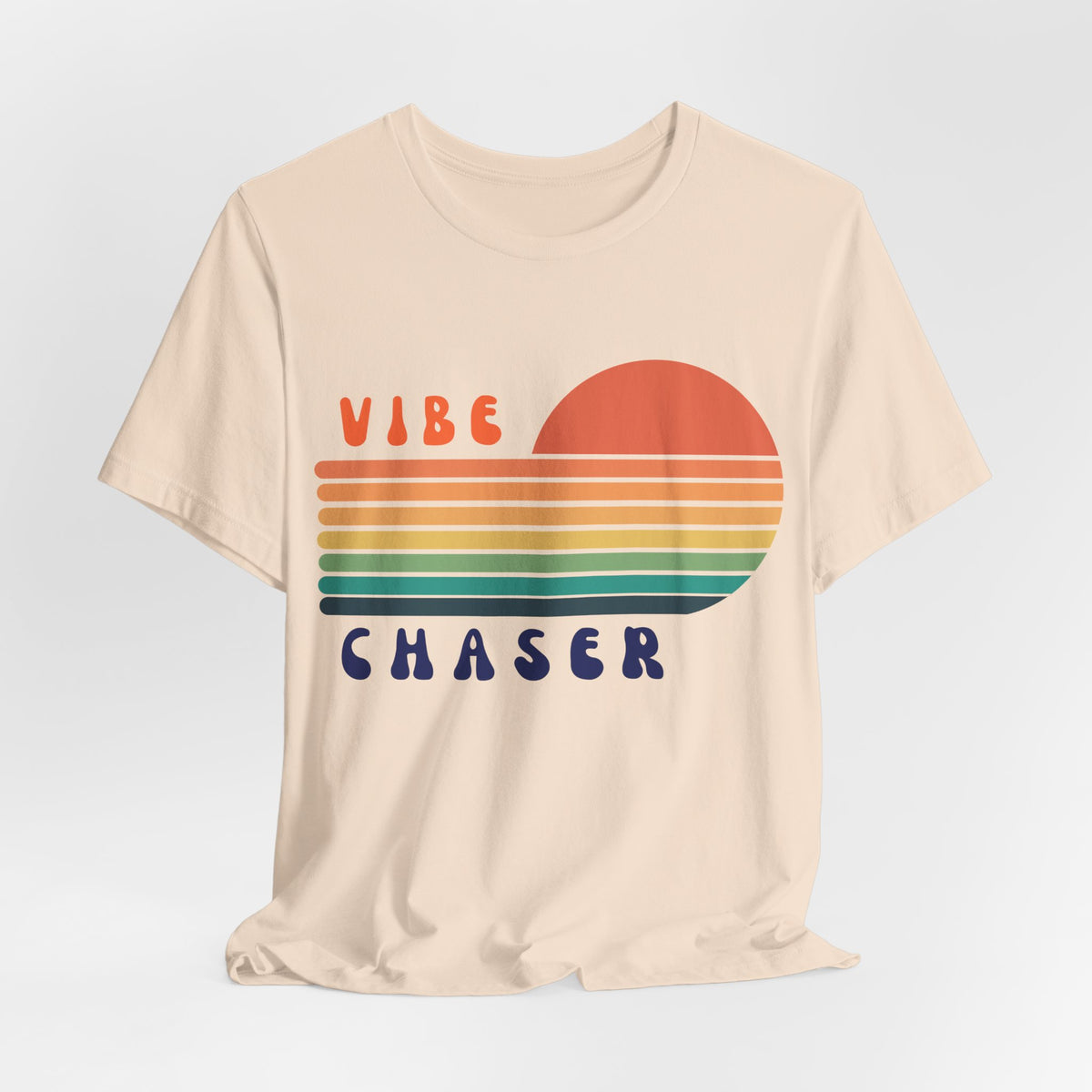 Vibe Chaser retro sunset T-Shirt | 70s stripes, vintage typography