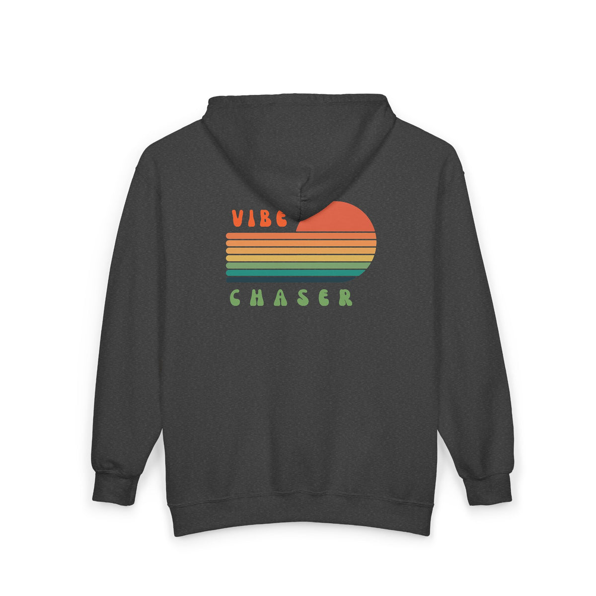Vibe Chaser Zip Hoodie — Retro Sunset Stripe Full-Zip Sweatshirt