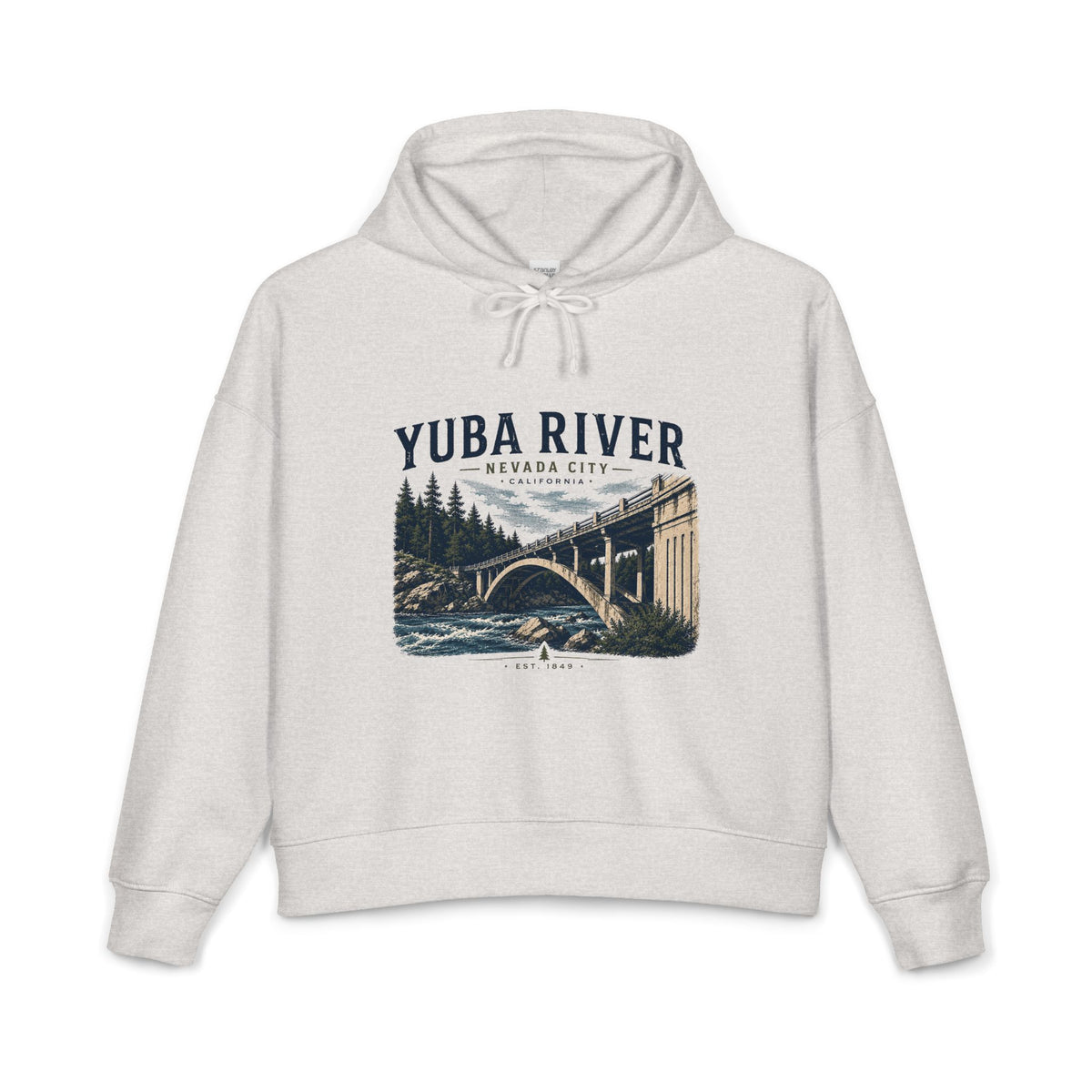 Yuba River Scenic Hoodie — Nevada City Bridge Graphic