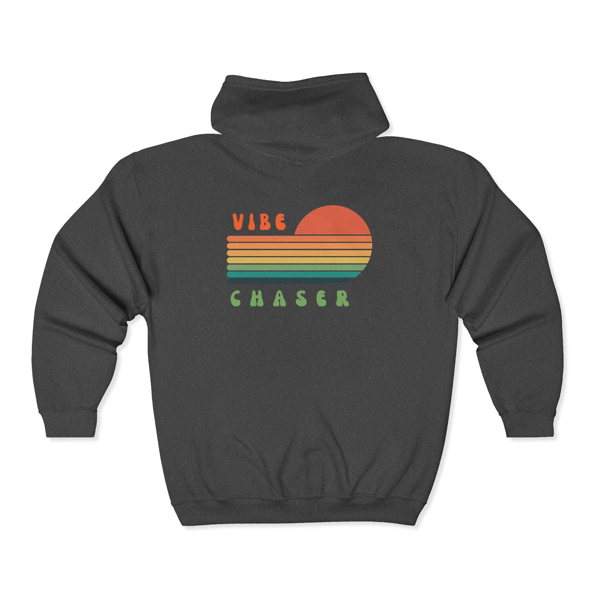Vibe Chaser Zip Hoodie — Retro Sunset Stripe Full-Zip Sweatshirt