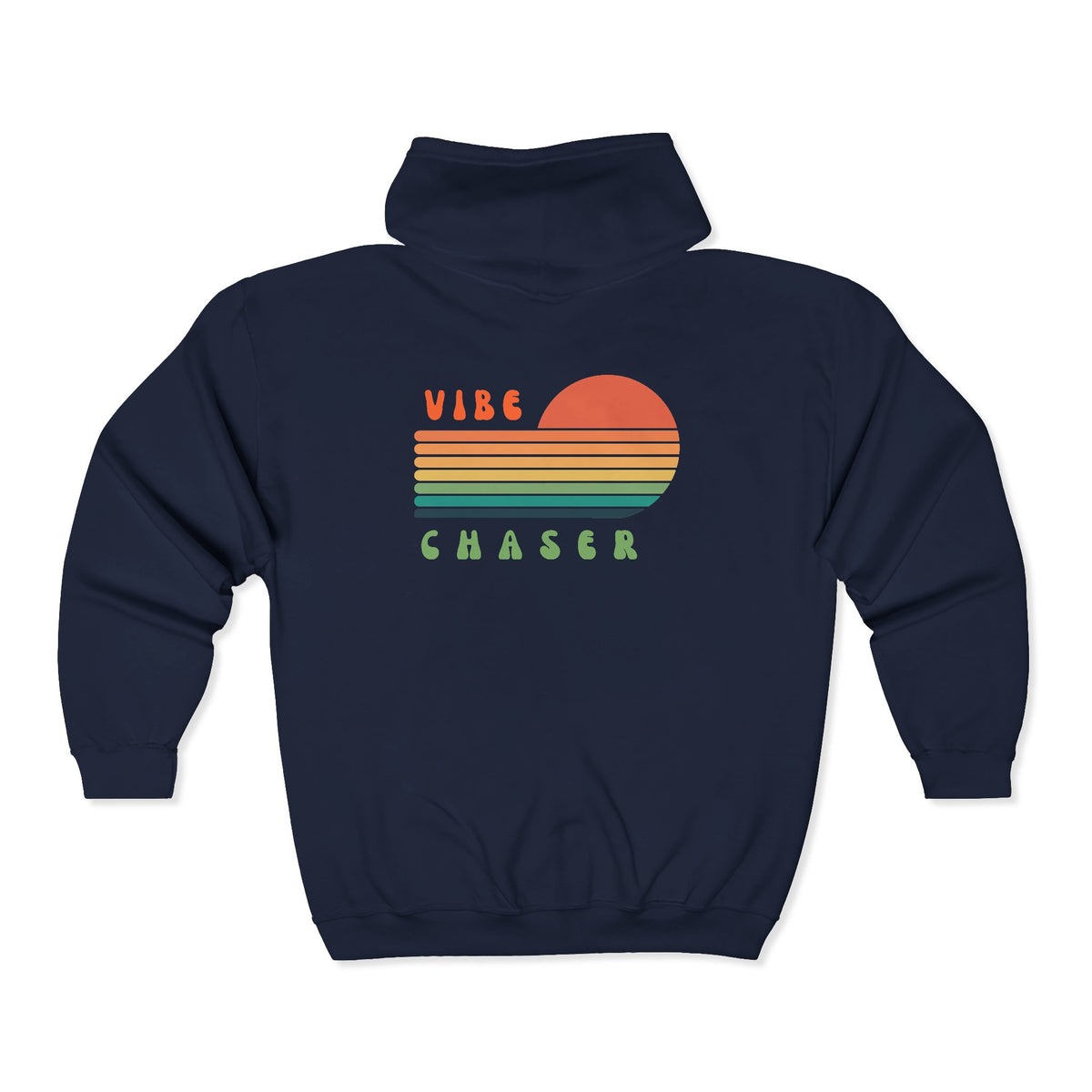 Vibe Chaser Zip Hoodie — Retro Sunset Stripe Full-Zip Sweatshirt